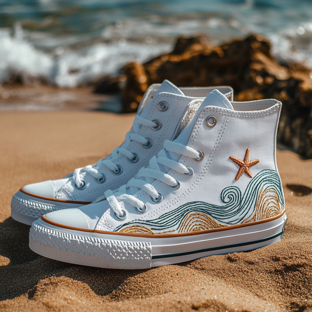 Seafoam Stroll Canvas High Tops Classic Merch Look