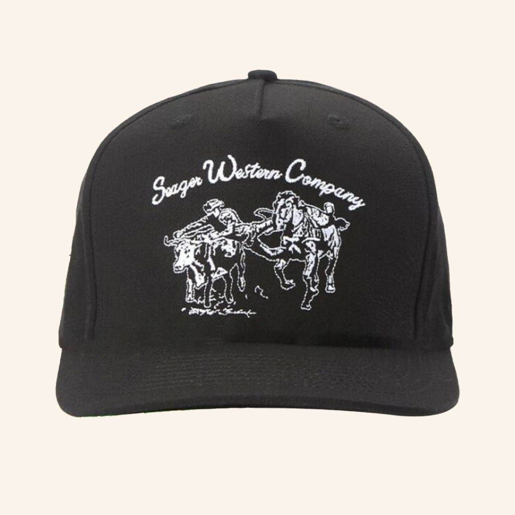 Seager CO Merch Los Rios Black Embroidered Hat Seager Western Company Hat Gifts For Dad