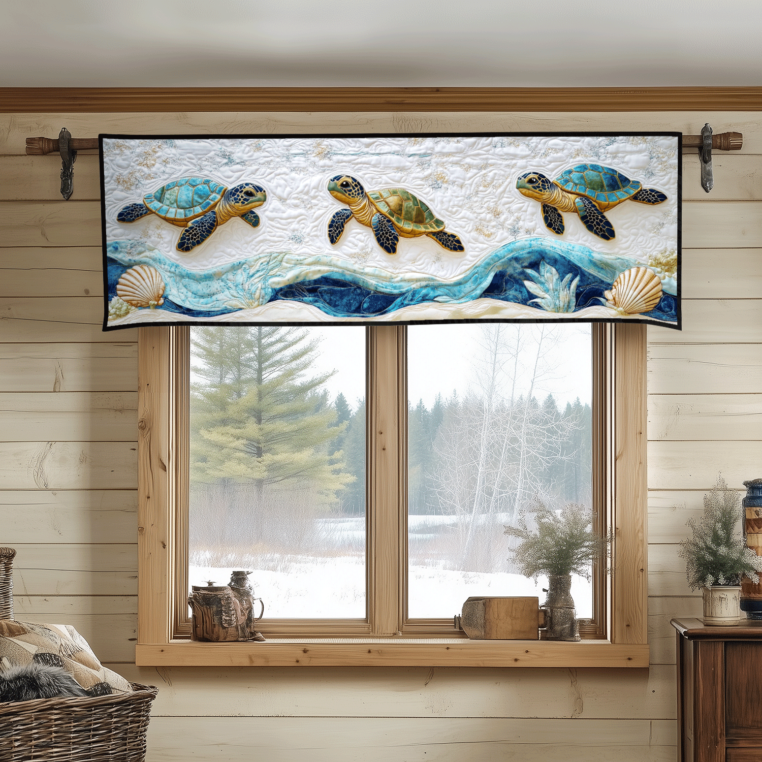Seagrass Sanctuary Quilted Valance Rustic Window Topper Valance Christmas Present Ideas For Grandma