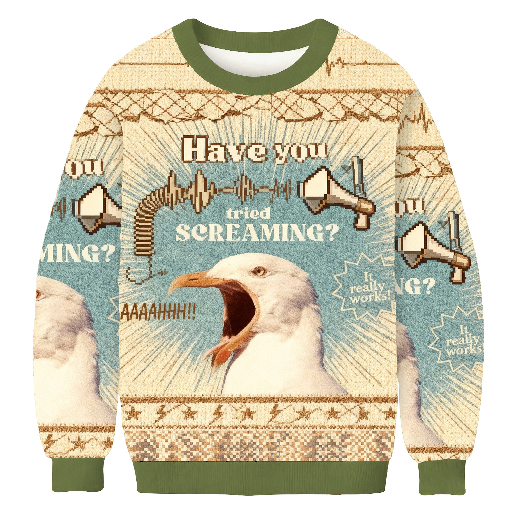 Seagull Have You Tried Screaming Christmas Ugly Sweater Festive Wear Seagull Lover Xmas Gift