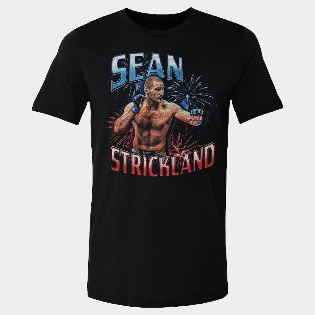 Sean Strickland Merch 500 Level Black Sean Strickland Fireworks T-Shirt Gifts For Dad