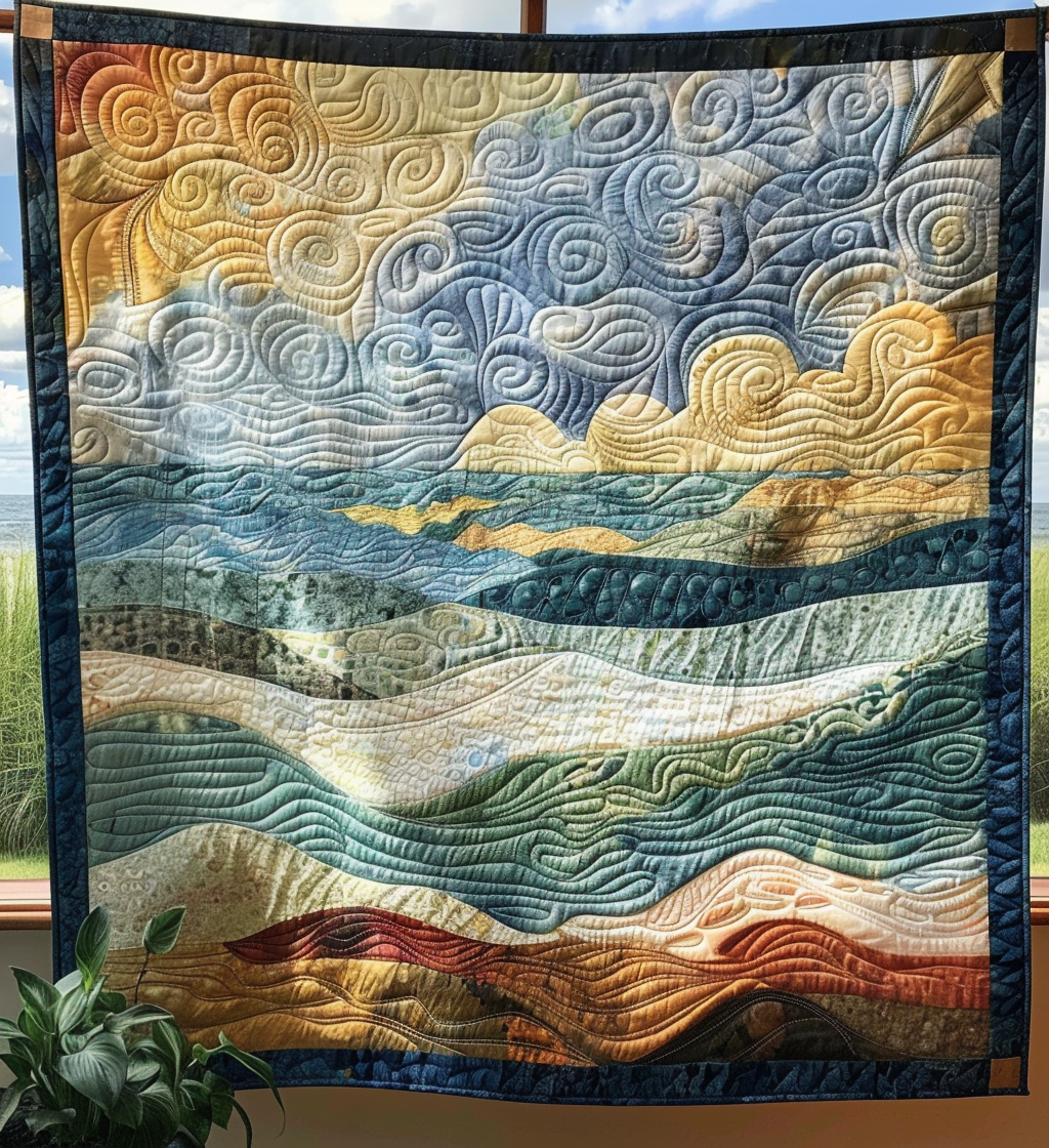 Seascape Serenity Quilted Blanket Christmas Blanket Gift