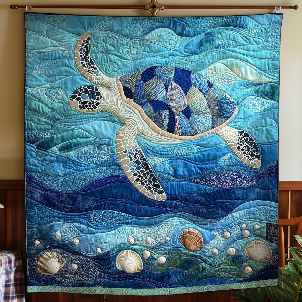 Seashell Ans Turtle Quilt Blanket Christmas Throws Sea Turtle Gifts For Mom