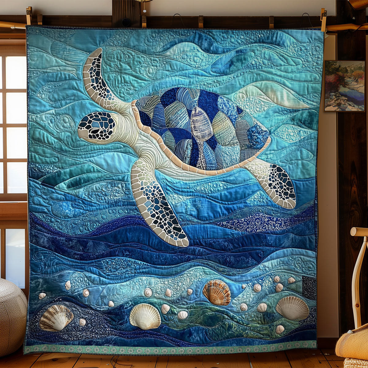 Seashell Ans Turtle Quilt Blanket Soft Throw Blanket Awesome Mother's Day Gifts For Mom