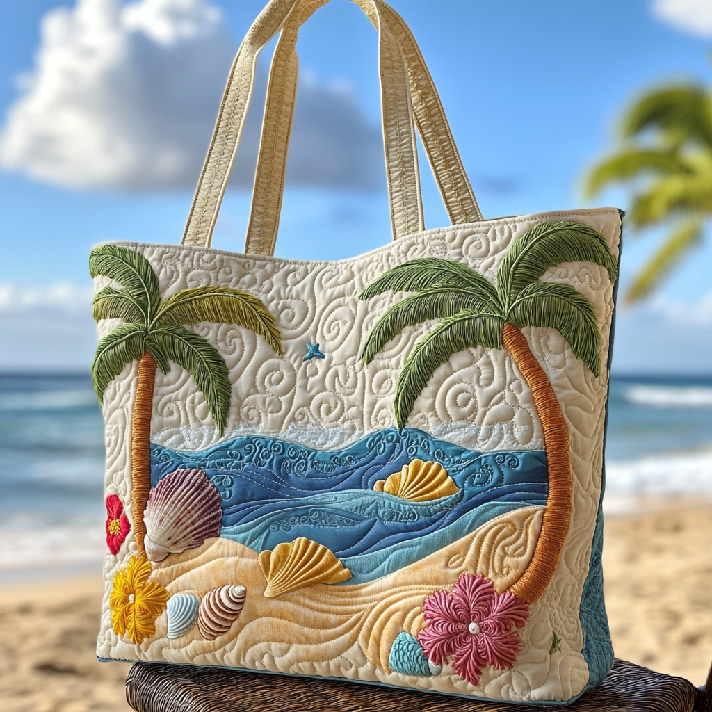 Seashell Bliss Quilted Tote Bag Gift Ideas For Beach Lovers