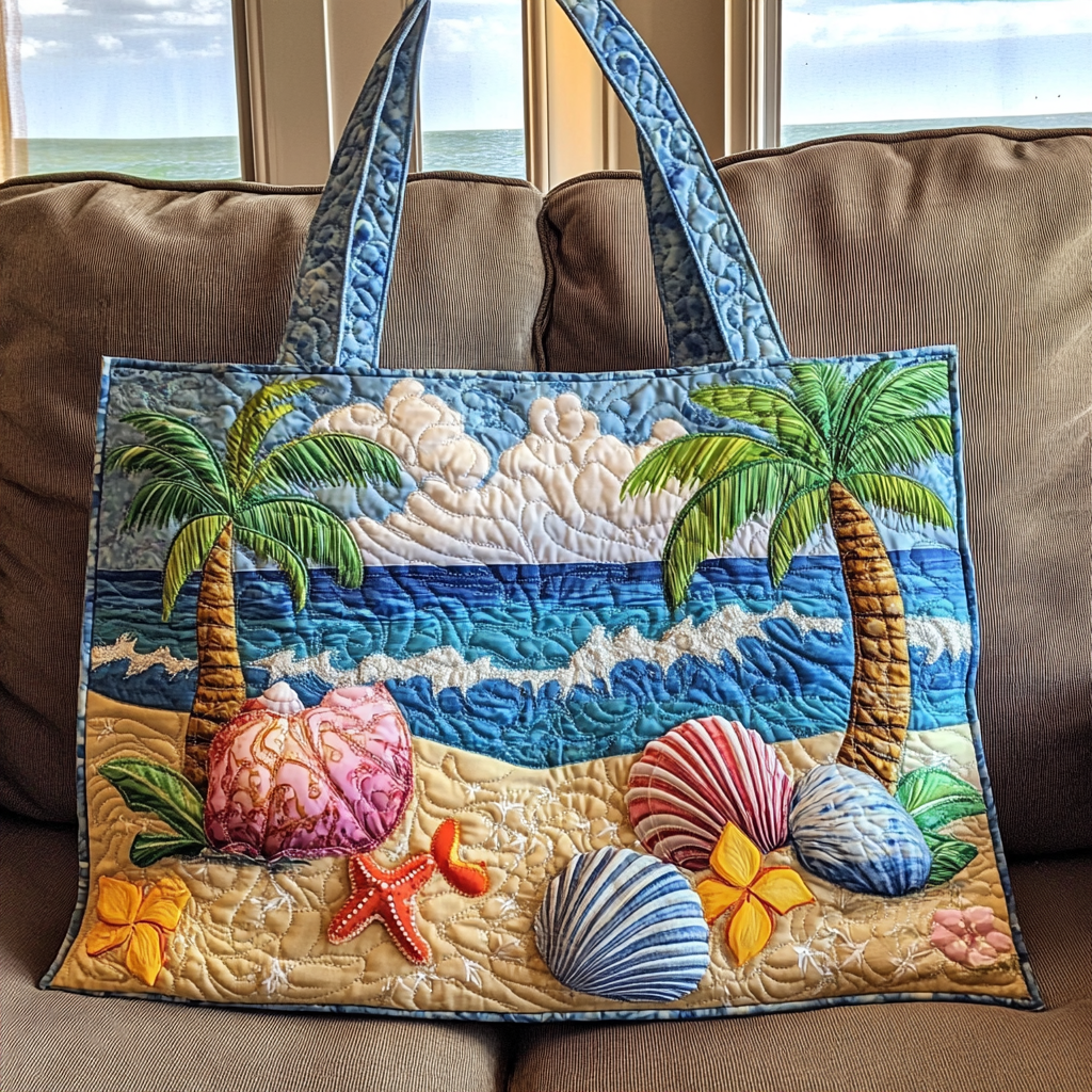 Seashell Breeze Quilted Tote Bag Presents For Sea Lovers