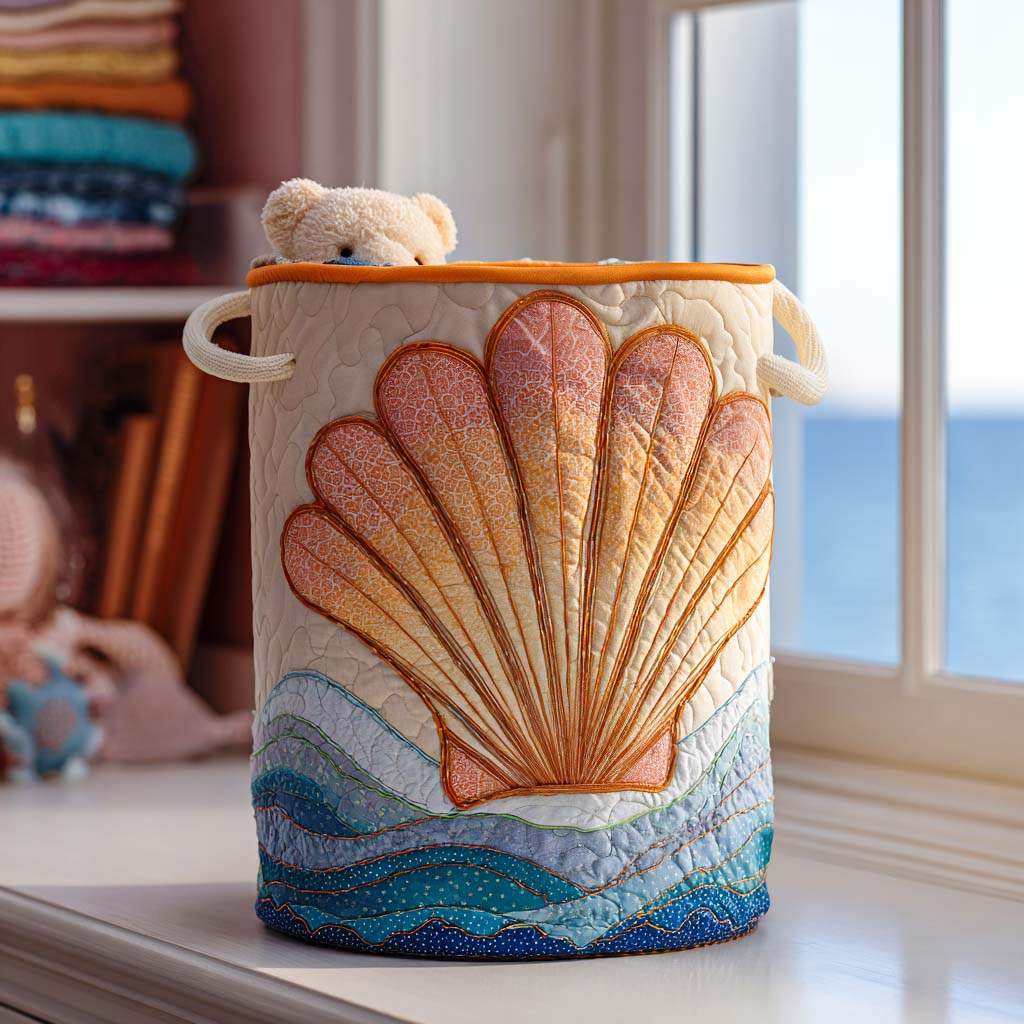 Seashell Breeze Trail Quilted Laundry Basket Birthday Merch Gift
