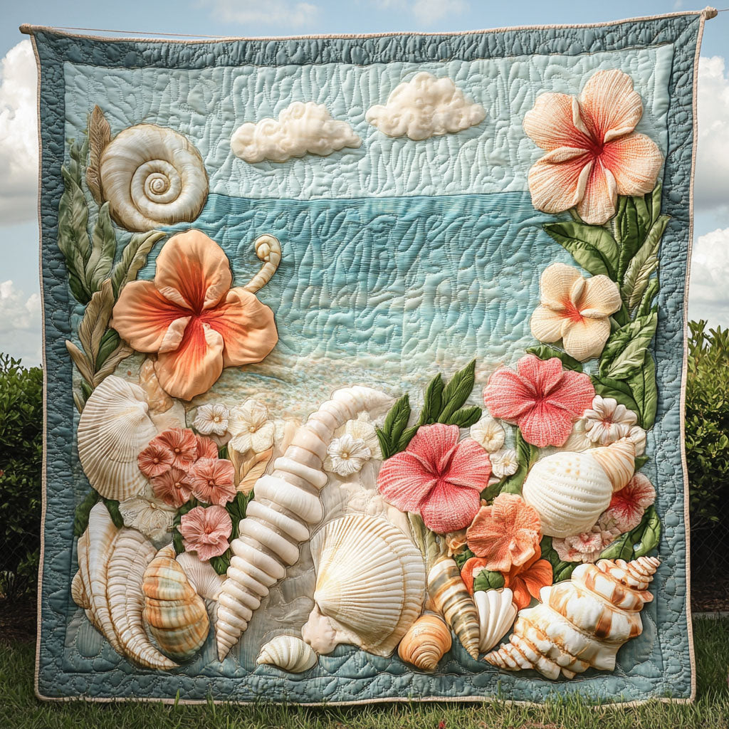 Seashell Chorus Quilted Blanket Christmas Throw Blanket Best Fishing Themed Presents