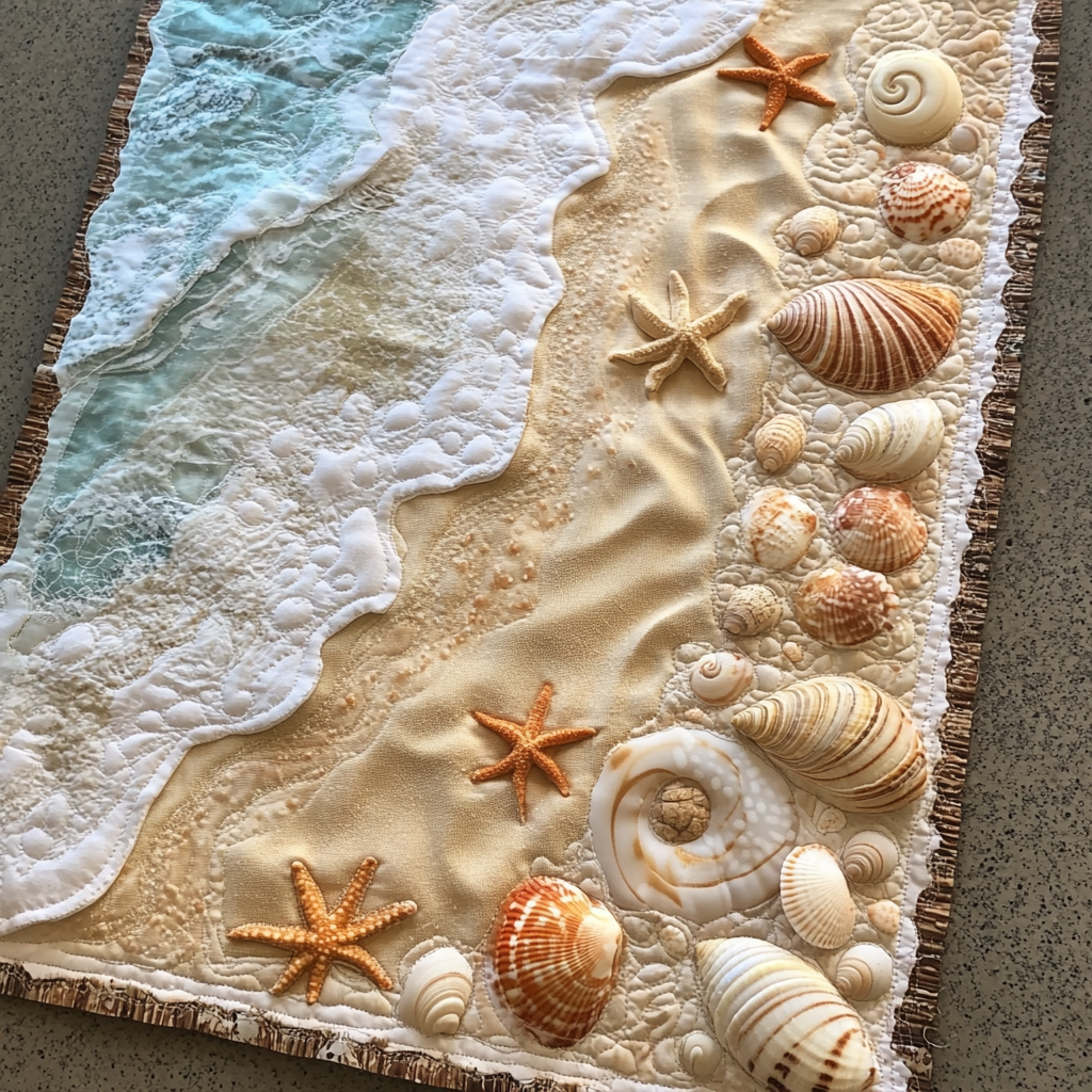 Seashell Dream Quilted Table Runner Coastal Style Table Runners Gifts For Friends