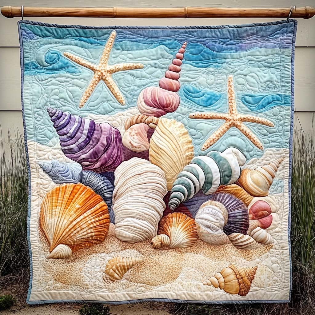 Seashell Dreams Quilted Blanket Christmas Blanket Gift