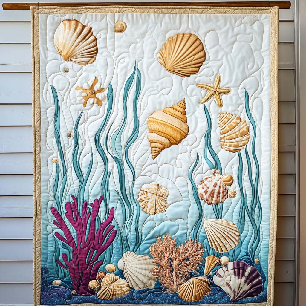 Seashell Dreams Quilted Blanket Christmas Gift Blanket