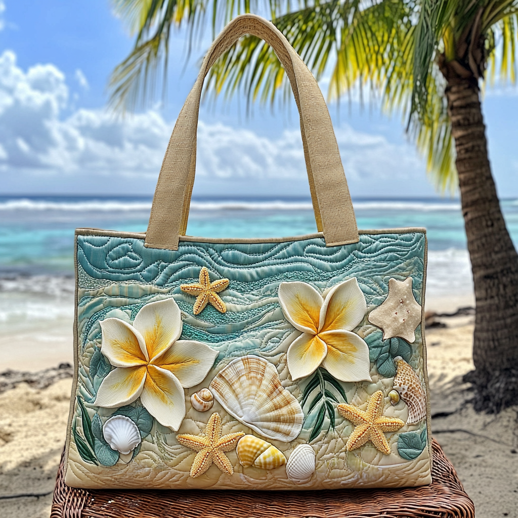 Seashell Garden Quilted Tote Bag Christmas Gifts For Beach Lovers