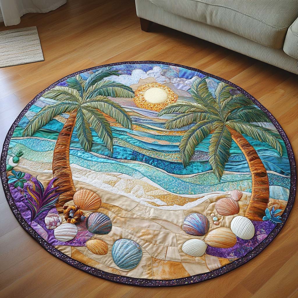 Seashell Haven Quilted Round Mat Front Door Idea Best Gift Ideas For Beach Lovers