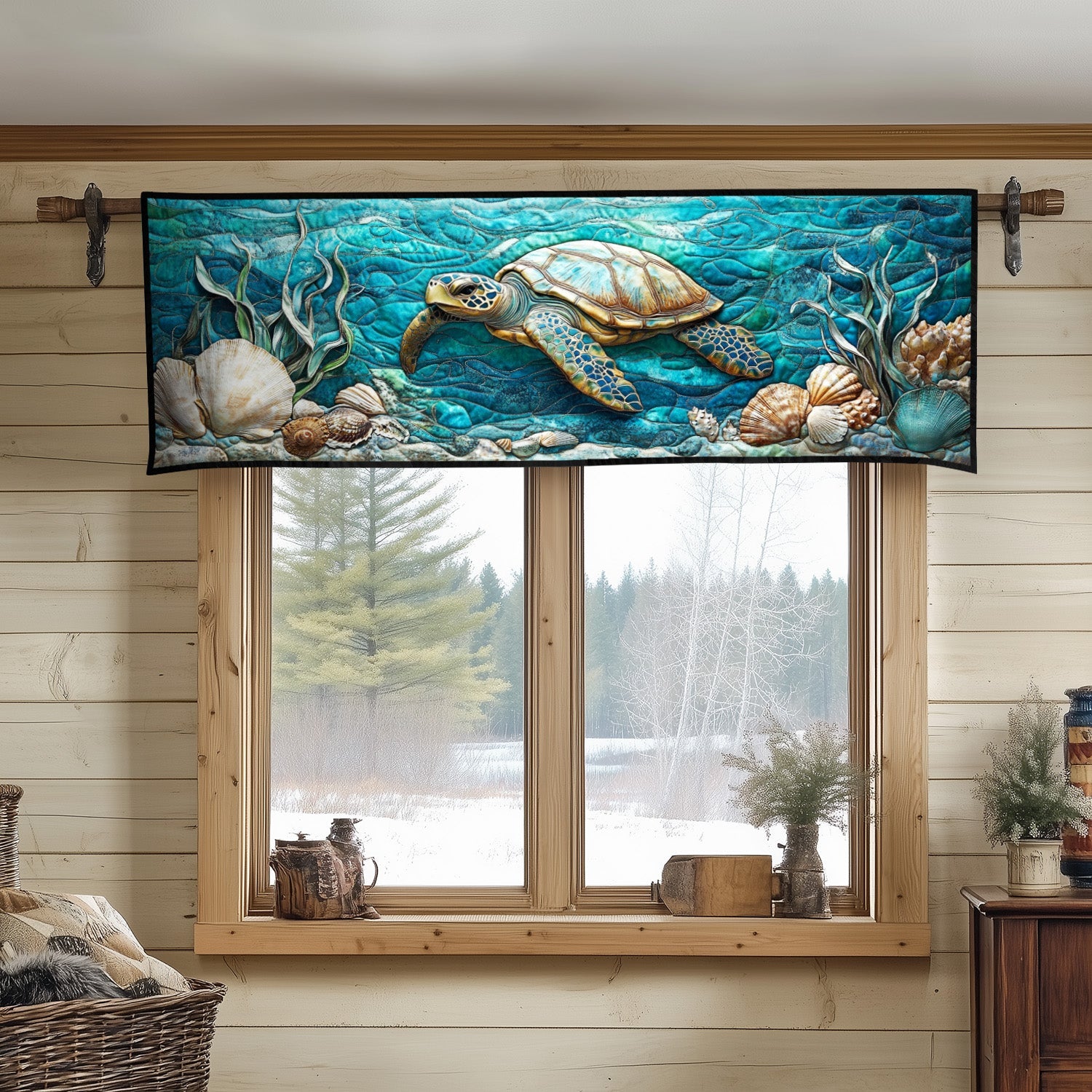 Seashell Haven Quilted Valance Christmas Entryway Decor Turtle Gifts For Mom