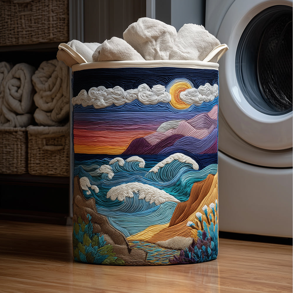 Seashore Serenity Quilted Laundry Basket Must-Have Laundry Essential