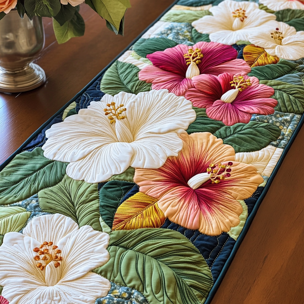 Seaside Blooms Quilted Table Runner Dining Room Table Decor Best Friend Birthday Gifts