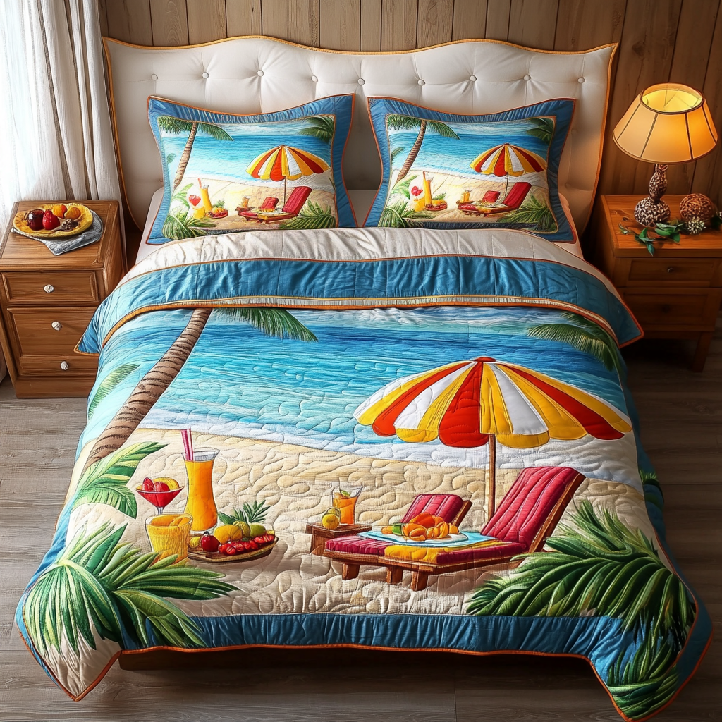 Seaside Brunch Quilted Bedding Set Bed Decorations Christmas Gifts For Beach Lovers