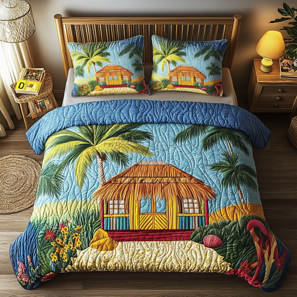 Seaside Delight Quilted Bedding Set Elegant Bedding Set Gift for Newlyweds