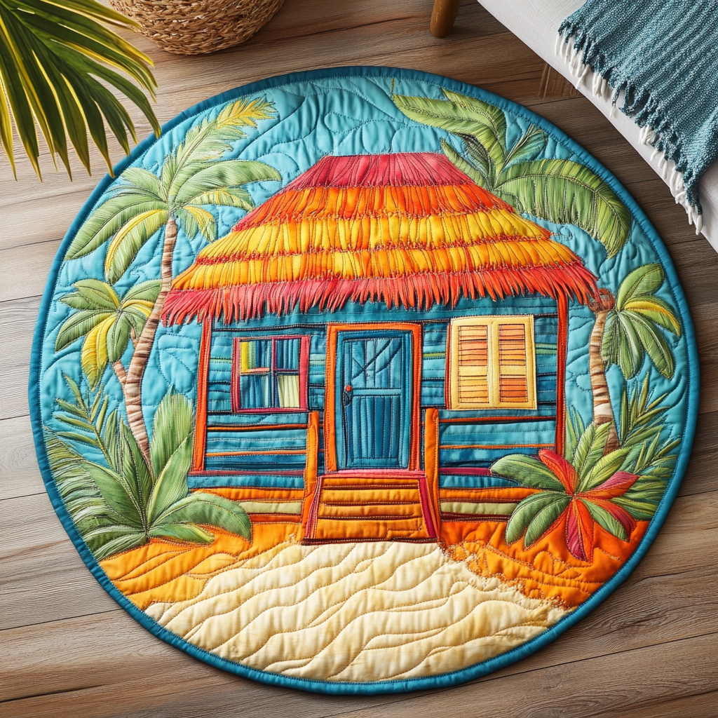 Seaside Delight Quilted Round Mat Christmas Entryway Decor Christmas Gift Ideas For Beach Lovers