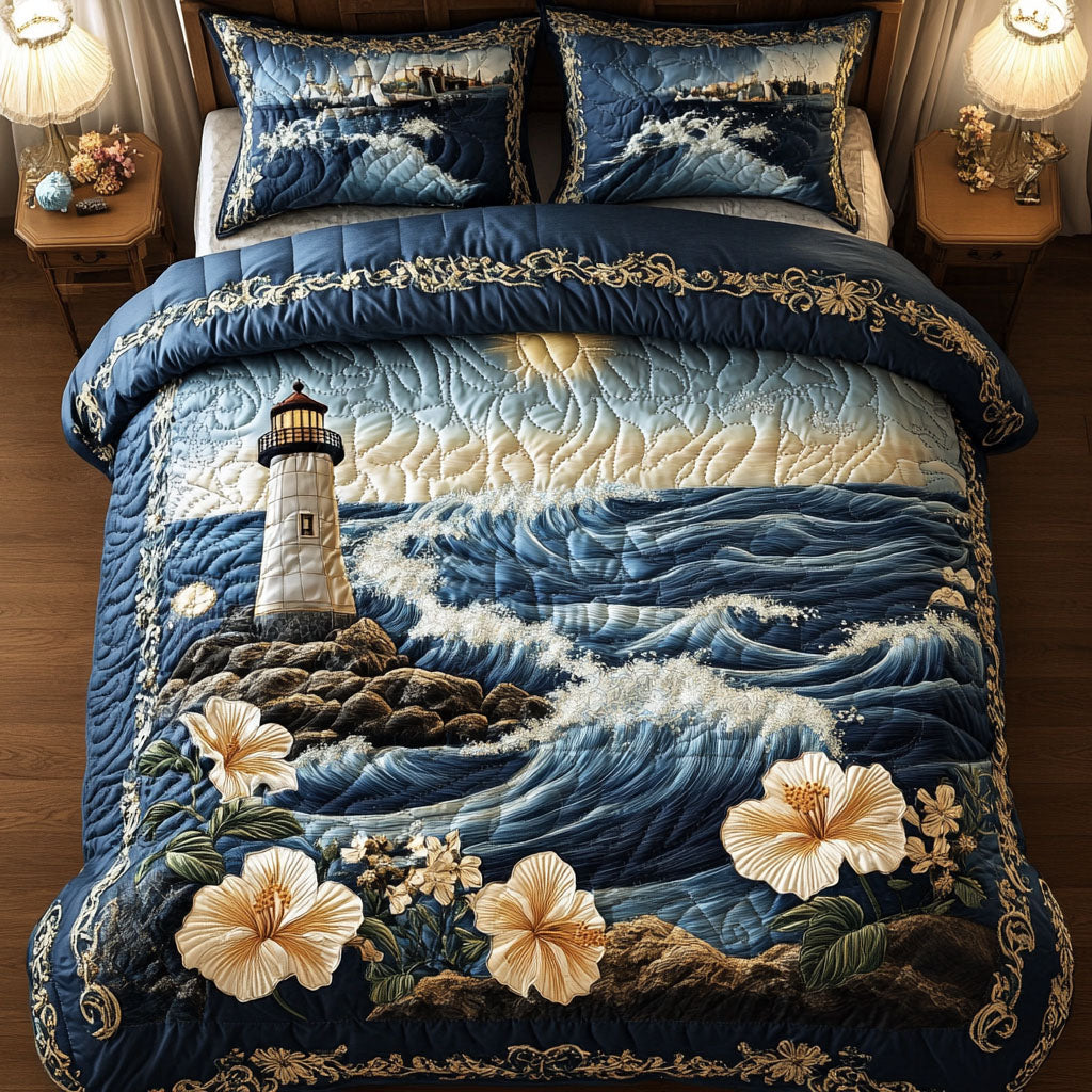 Seaside Dreams Quilted Bedding Set Best Bedspread Set Lighthouse Gifts Items