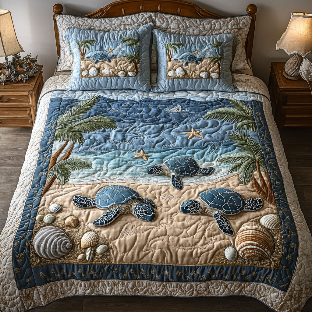 Seaside Dreams Quilted Bedding Set Cozy Bedding Merch Gift That Brings Sweet Dreams