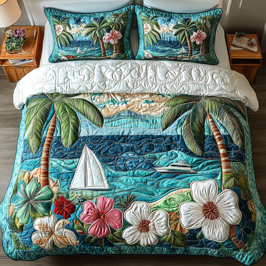 Seaside Escape Quilted Bedding Set Perfect Housewarming Gift for a Cozy Bedroom