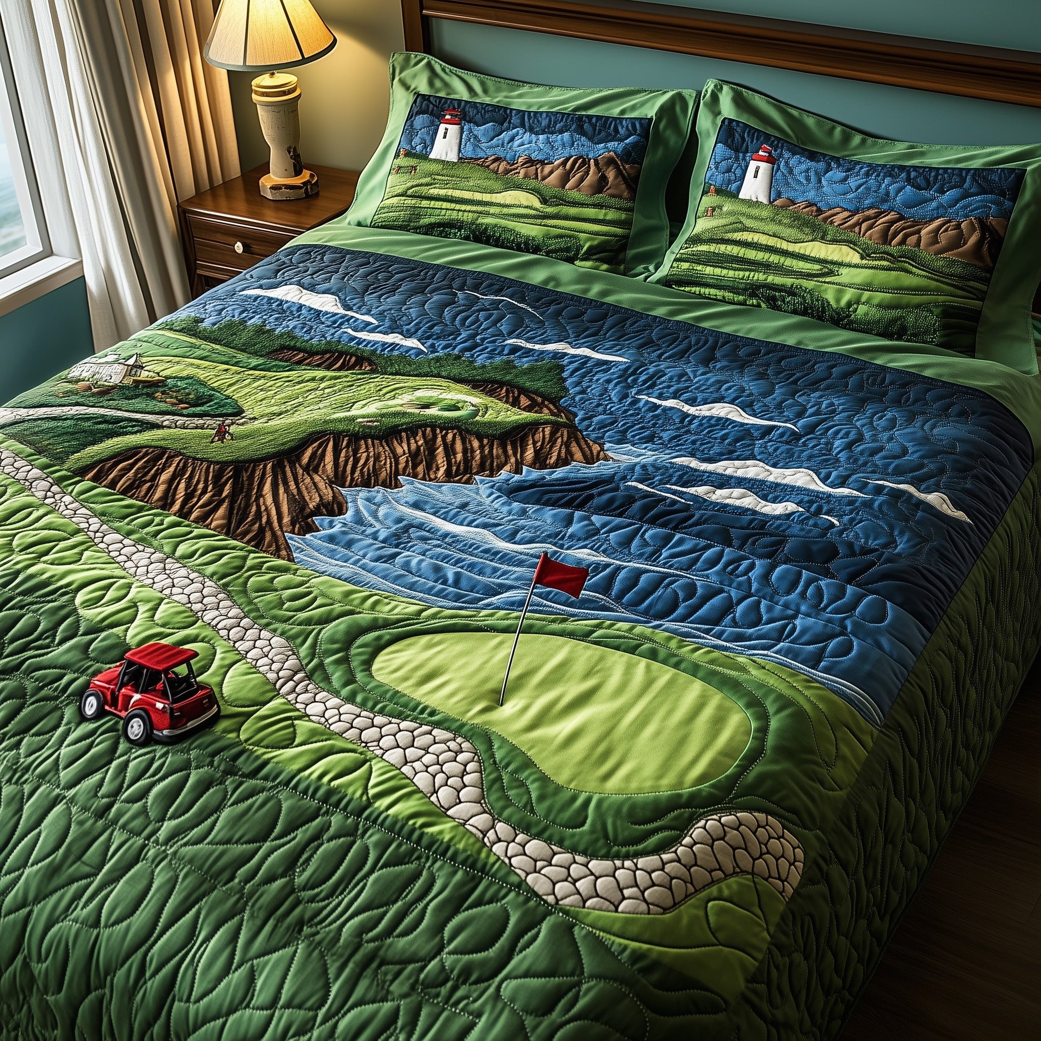 Seaside Fairway Dreams Quilted Bedding Set Duvet Cover Merchandise Golf Ideas For Christmas
