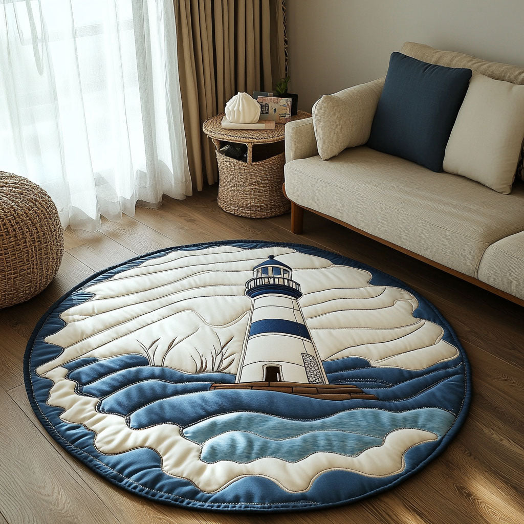 Seaside Glow Quilted Round Mat Entryway Decor Lighthouse Gifts For Men