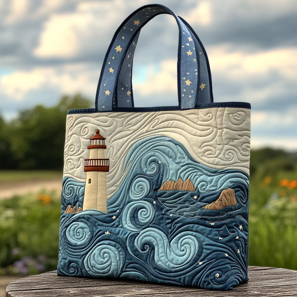Seaside Glow Quilted Tote Bag Ocean Themed Gift