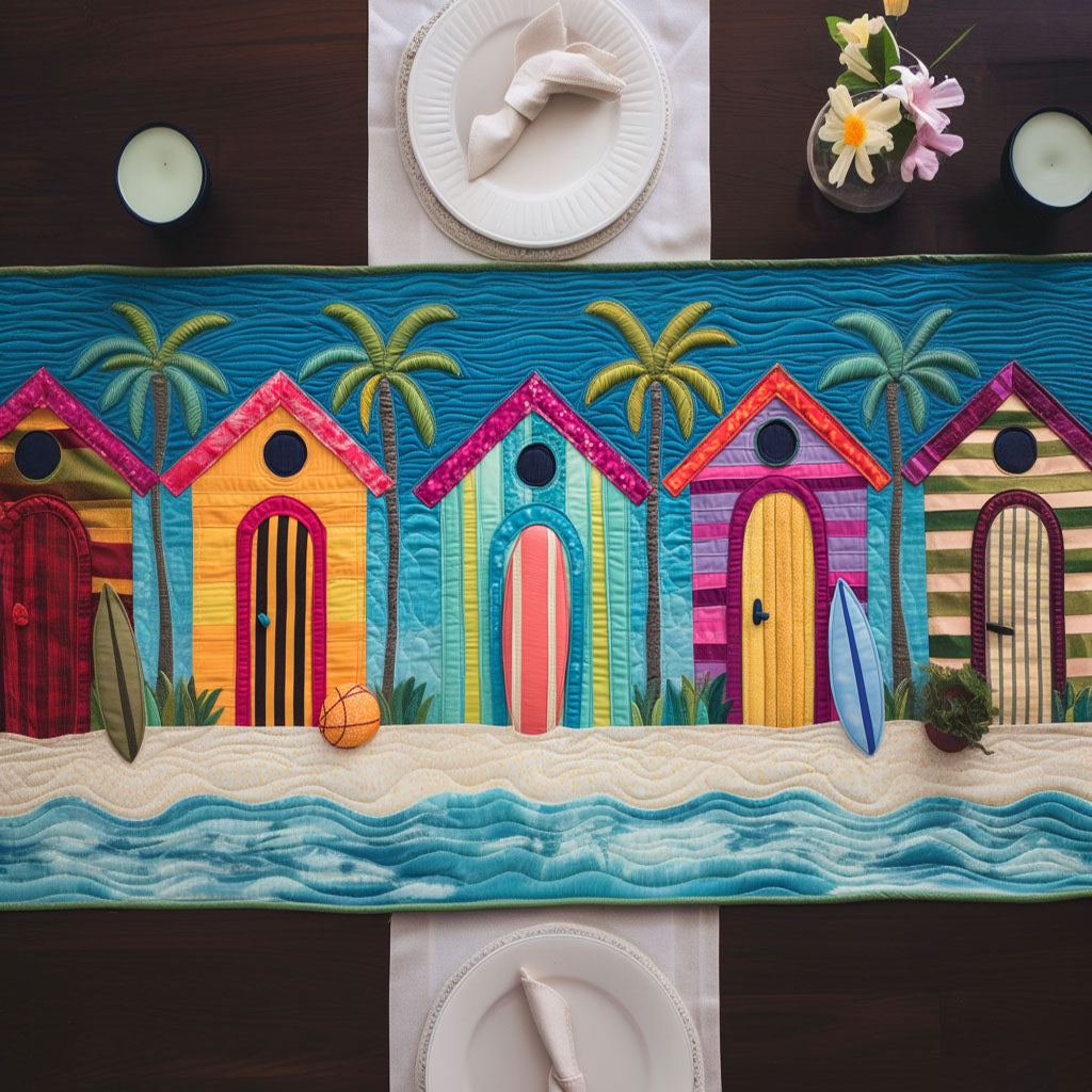 Seaside Homes Quilted Table Runner Coastal Style Table Runners Unique Gifts Family