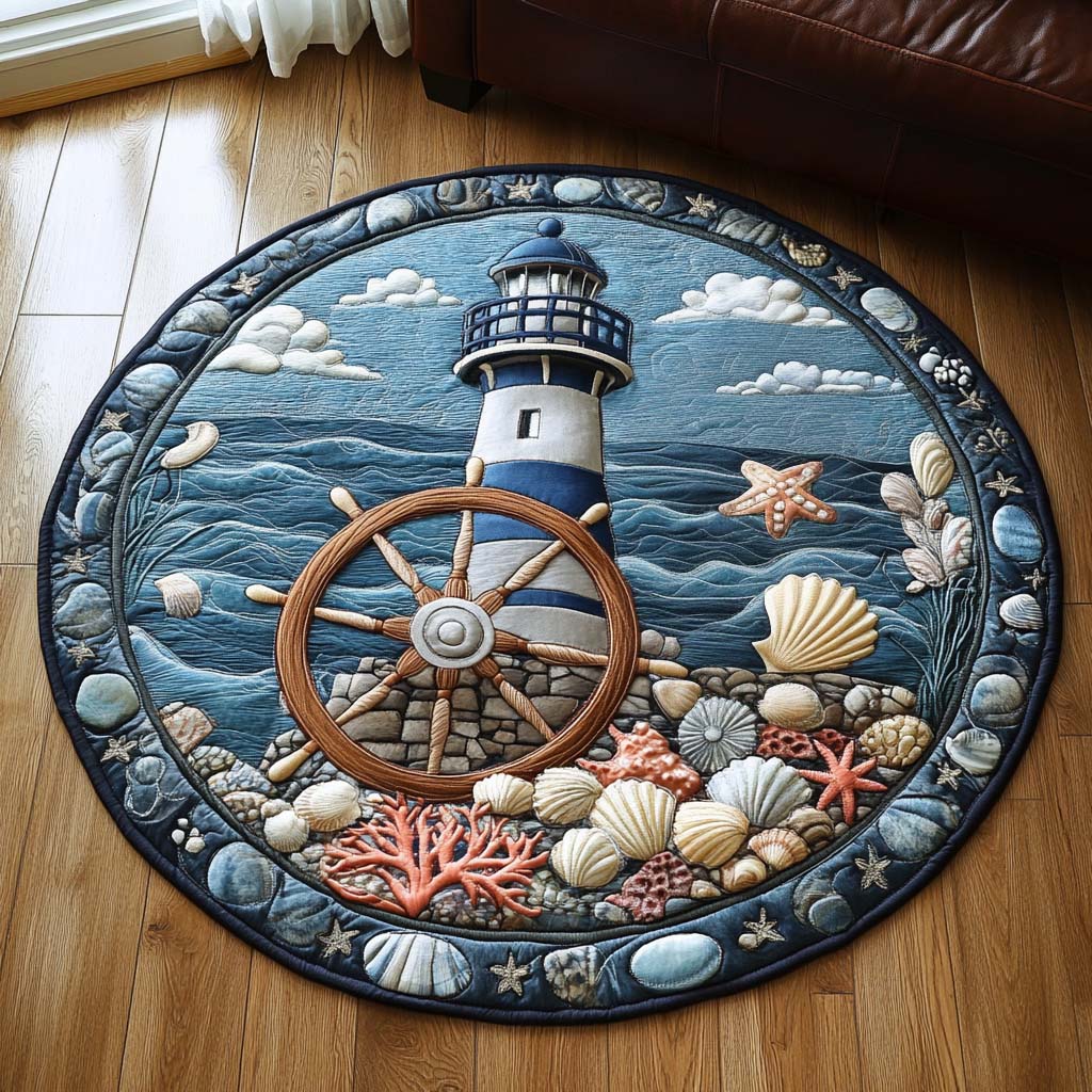 Seaside Lantern Quilted Round Mat Entryway Rug Ideas Summer Beach Themed Stuff