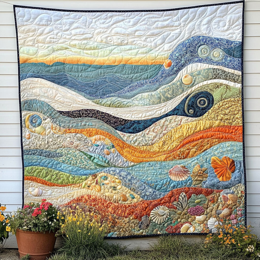 Seaside Medley Quilted Blanket Cute Throw Blanket Cat Love Gifts Items