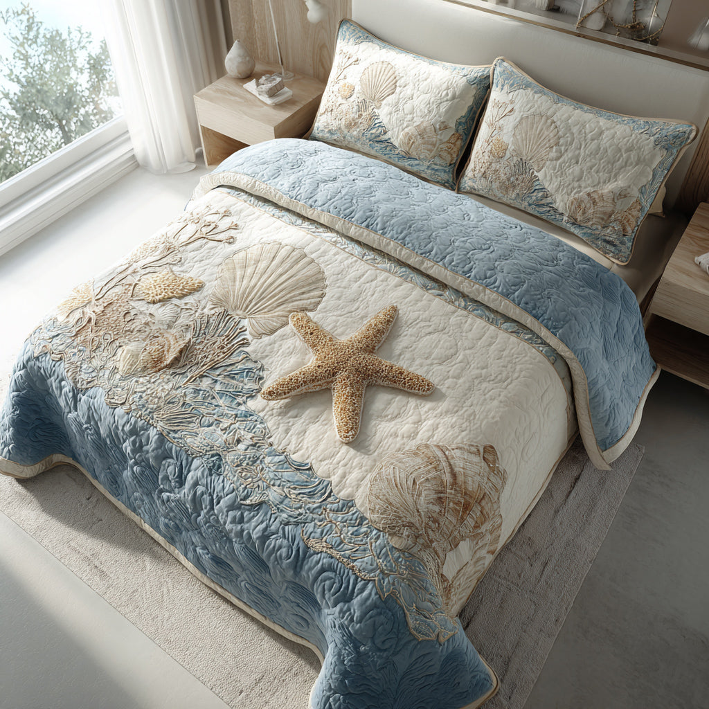 Seaside Ocean Quilted Bedding Set Bedroom Decor Ideas Ocean Themed Gift Ideas