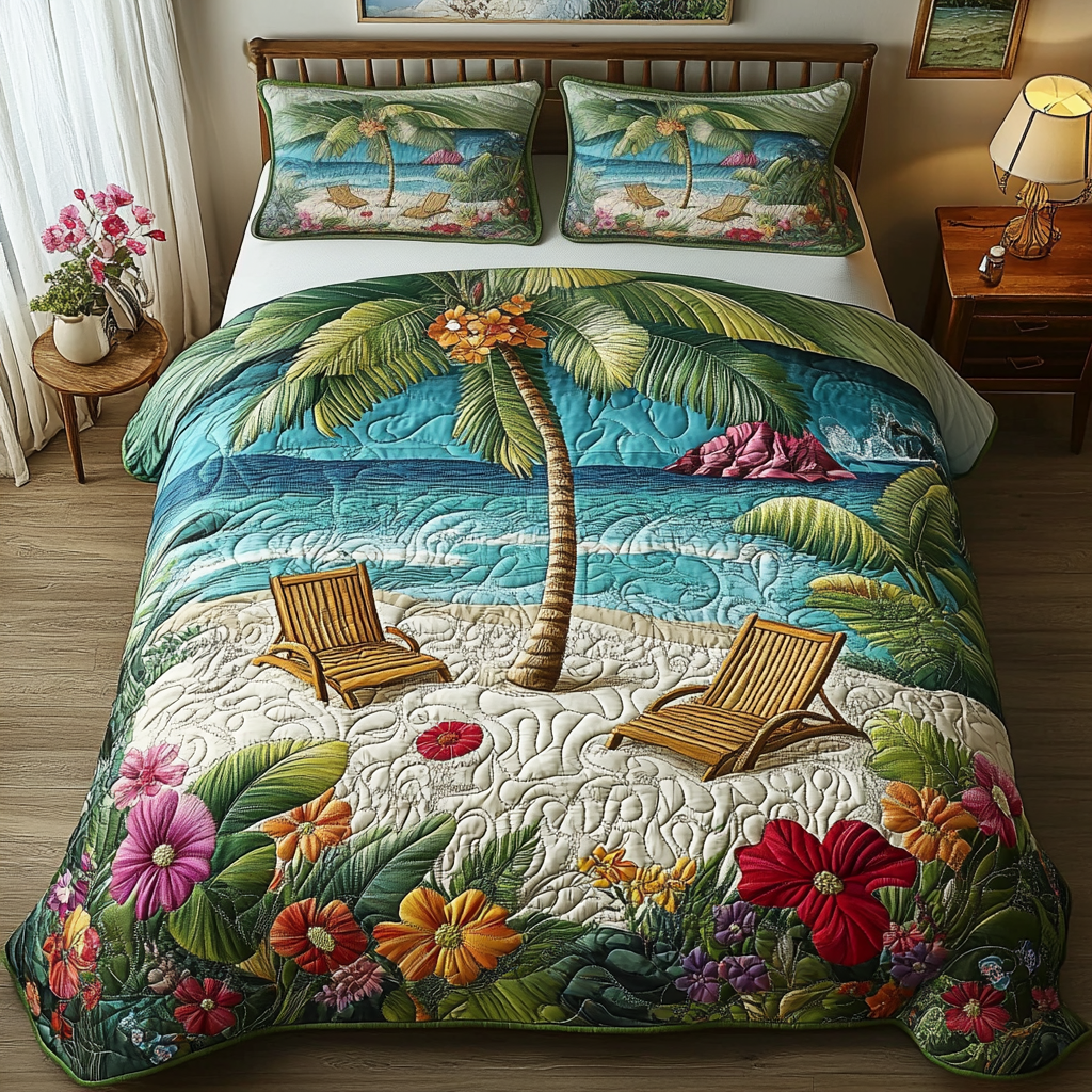 Seaside Retreat Quilted Bedding Set Best Bed Sheet Set Christmas Gift Ideas For Surfers