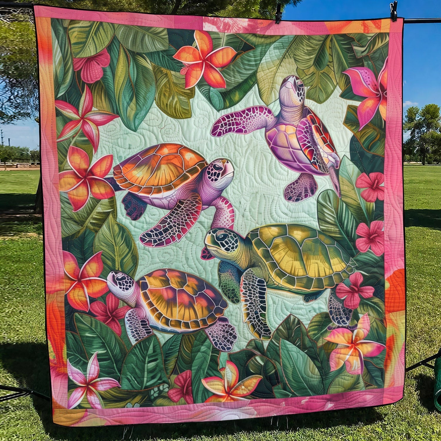 Seaside Sanctuary Quilted Blanket Sea Turtle Gifts For Her