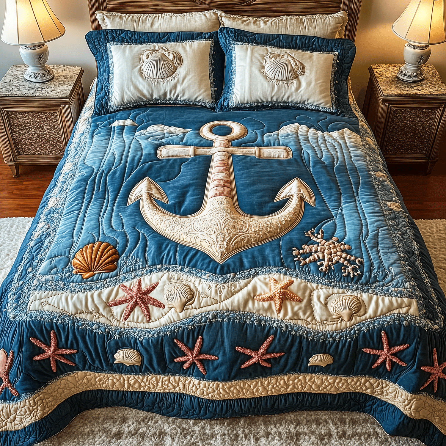 Seaside Serenity Quilted Bedding Set Soft Bedding Set That Makes a Great Christmas Gift