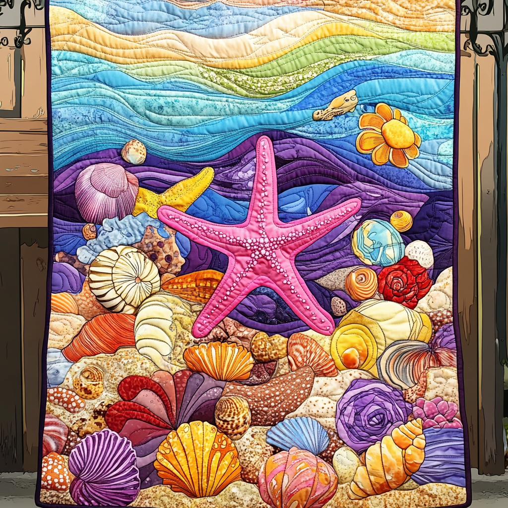 Seaside Serenity Quilted Blanket For Christmas Gifts
