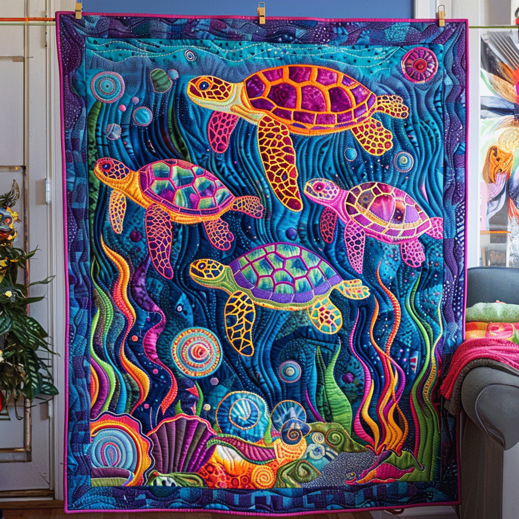 Seaside Serenity Quilted Blanket Sea Turtle Gift Ideas