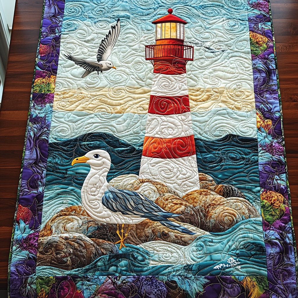 Seaside Shine Quilted Table Runner Kitchen Table Decor Ideas Unique Lighthouse Gifts