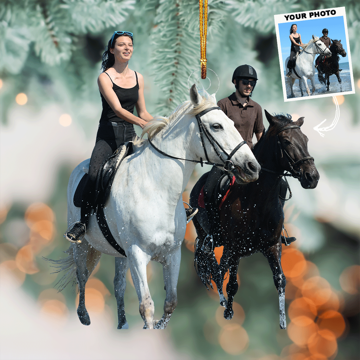 Seaside Stride Personalized Photo Mica Ornament Gift For Couple