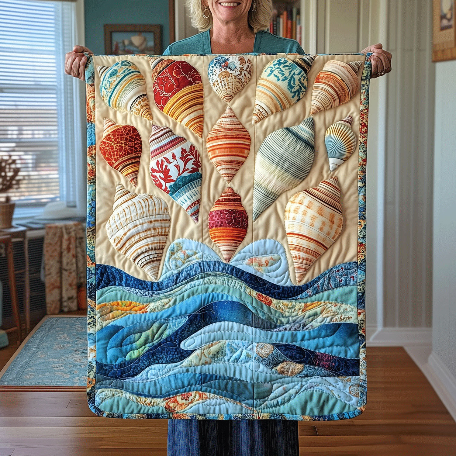 Seaside Treasures Quilted Table Runner Coastal Table Runner Beach Christmas Gifts