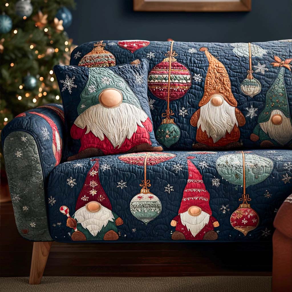 Season Greetings Quilted Sofa Cover Holiday Couch Covers Grandparent Christmas Gifts