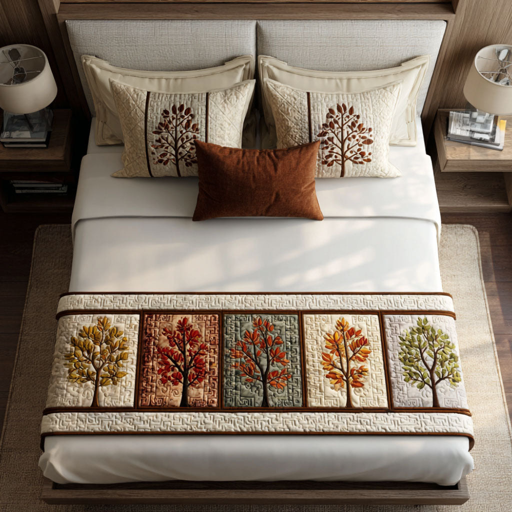 Seasons in Stitch Quilted Bed Runner Bed Decorations Tree Of Life Christmas Gifts