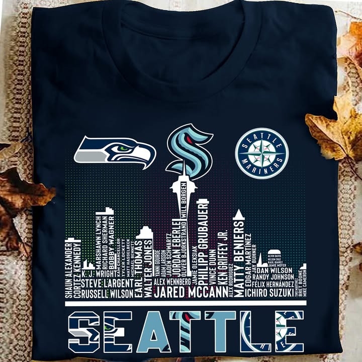 Seattle City Sport Teams Legends Name T-Shirt Seahawks Kraken Mariners Fan Merch Gifts