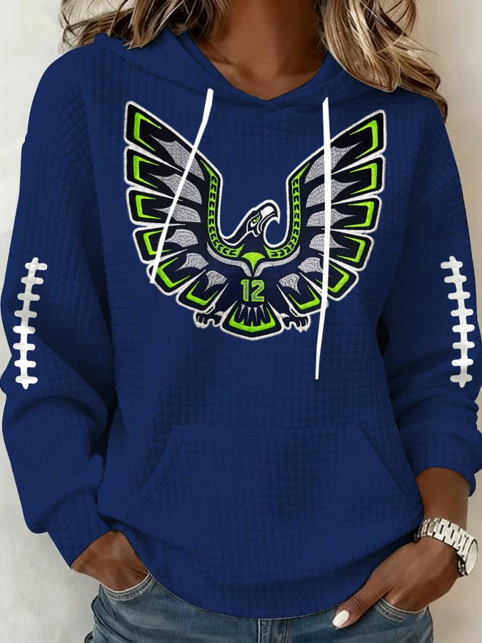 Seattle Football 12 Hoodie For Women's Seahawks Merch Game Day Apparel Navy