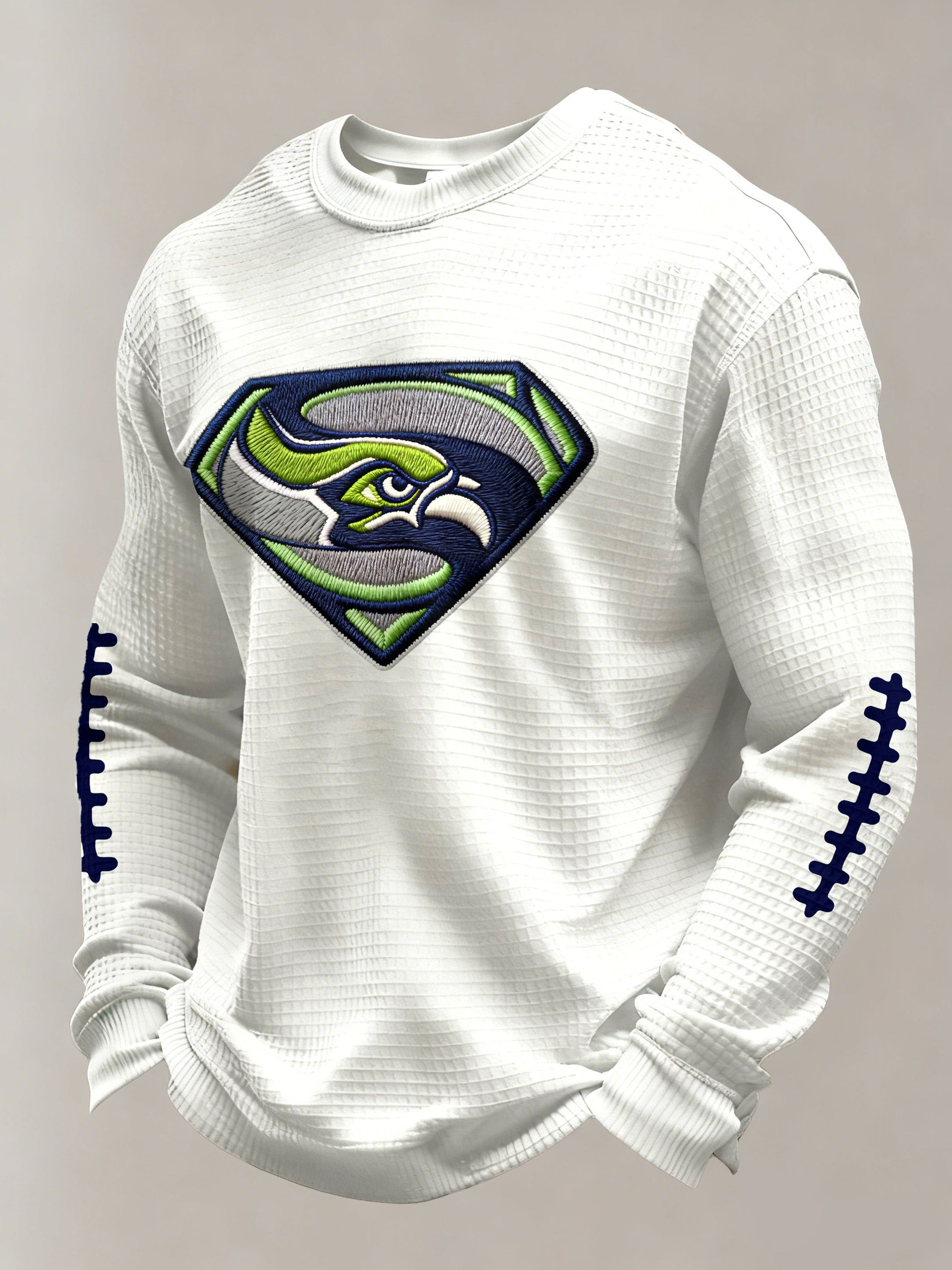 Seattle Football 12 SS Waffle Long Sleeve T-Shirt Seahawks Merch Seattle Strong Shirt White