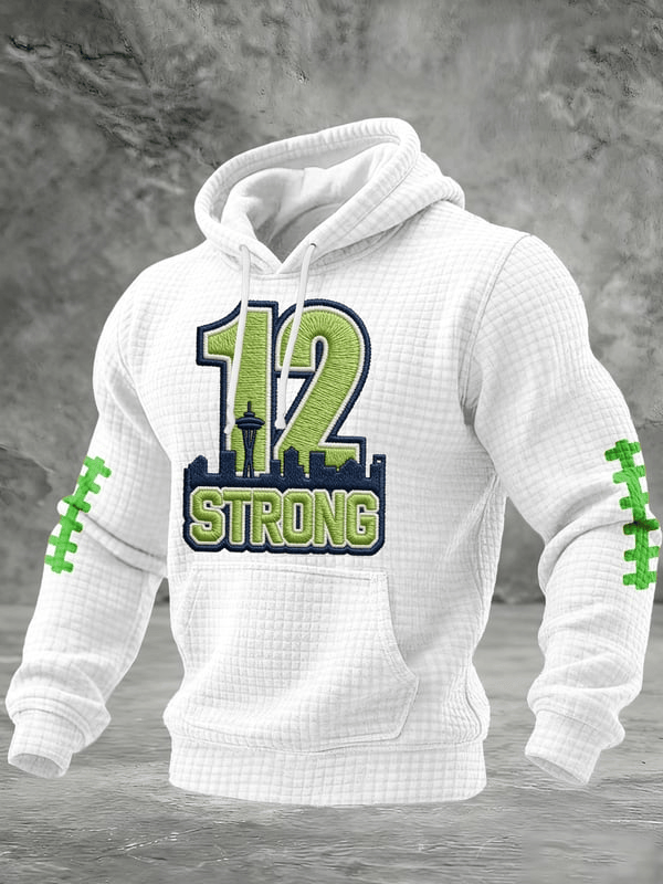 Seattle Football 12 Strong Waffle Hoodie Seahawks Hoodie Forever Seattle Game Day Merch