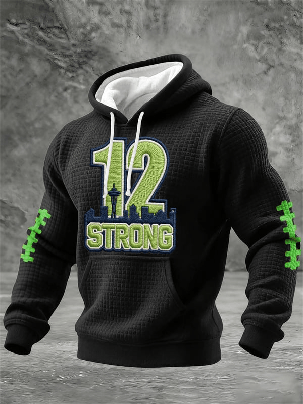 Seattle Football 12 Strong Waffle Hoodie Seahawks Hoodie Forever Seattle Game Day Merch
