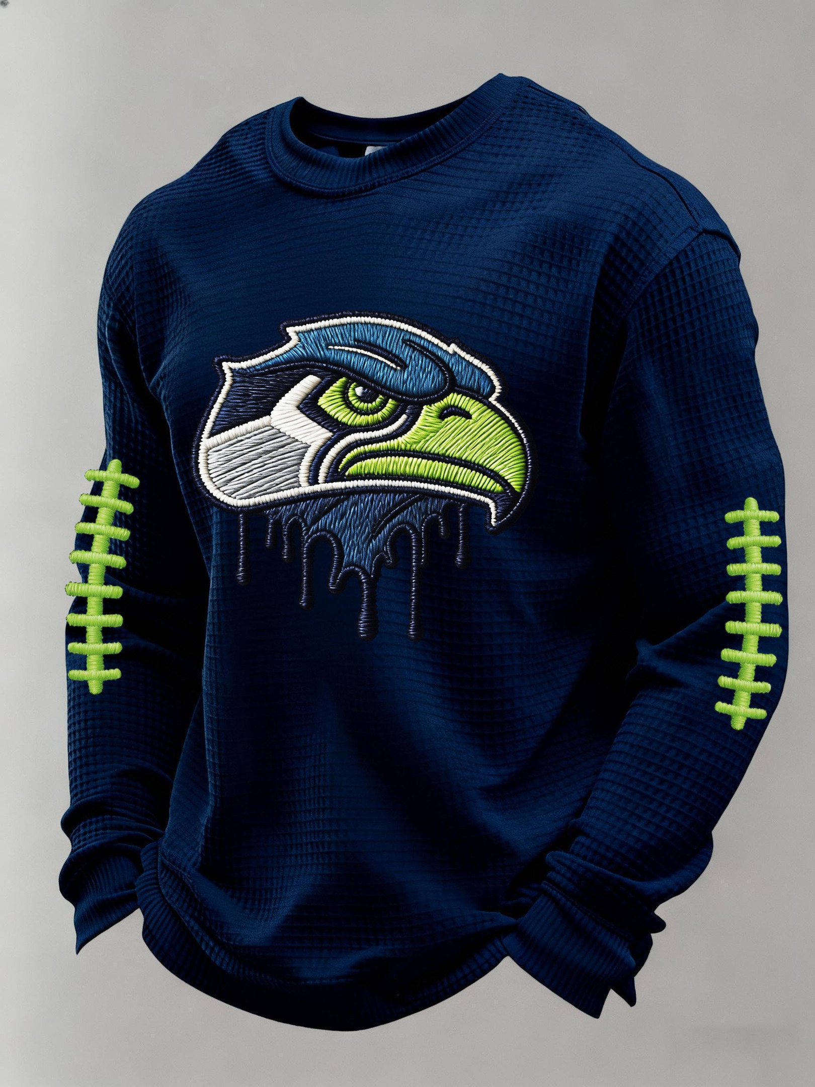 Seattle Football 12 Waffle Long Sleeve T-Shirt Seahawks Merch SS Pride Apparel Navy Seattle Football 12 Waffle Long Sleeve T-Shirt Seahawks Merch SS Pride Apparel Navy