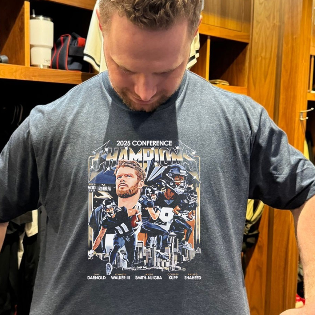 Seattle Football 2025 Conference Champions Player Graphic Vintage Shirt Gifts For Fans